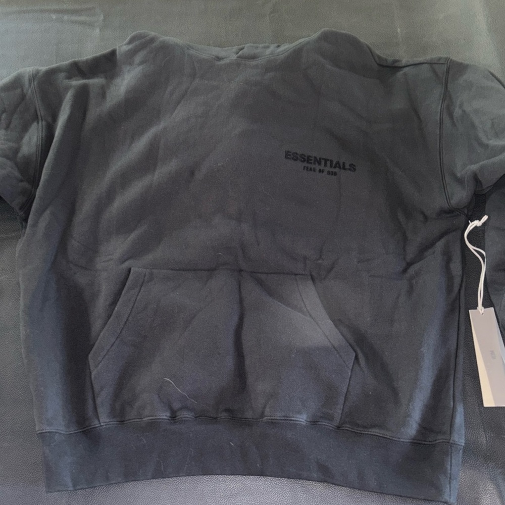 Black on black essentials hoodie new with tags